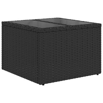 6-delige Loungeset met kussens poly rattan zwart - thumbnail
