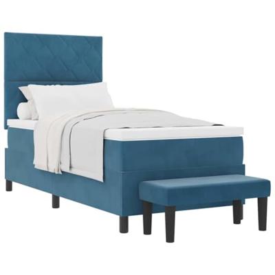 Boxspring bed met matras Donkerblauw 90 x 200 cm Fluweel