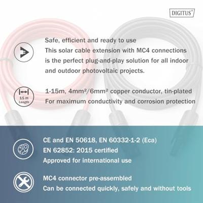 Digitus DK-SCEC66-0150 DK-SCEC66-0150 Zonne-energie verlengkabel 6 mm² Kabellengte 15 m