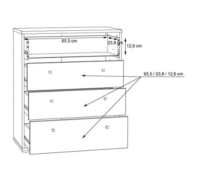 TEMPRA Commode - Ambachtelijk eikenhouteffect - 4 laden - B 73,7 × D 34,8 × H 85,5 cm
