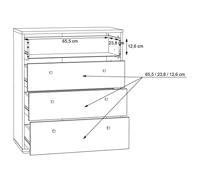 TEMPRA Commode - Oud houteffect - 4 laden - B 73,7 × D 34,8 × H 85,5 cm - thumbnail