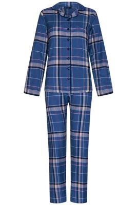 Dames Pyjama Flanel met knoopsluiting - Blauw