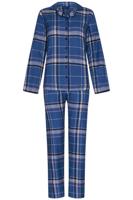 Dames Pyjama Flanel met knoopsluiting - Blauw - thumbnail