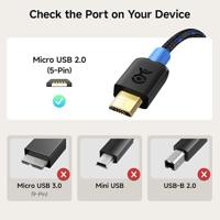 Cable Matters 2 m Micro USB naar USB C-Kabel Met Gevlochten Hoes in Zwart - thumbnail