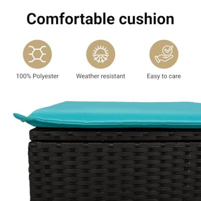 5-delige Loungeset met kussens poly rattan zwart