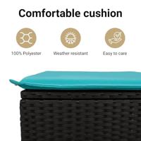 5-delige Loungeset met kussens poly rattan zwart - thumbnail
