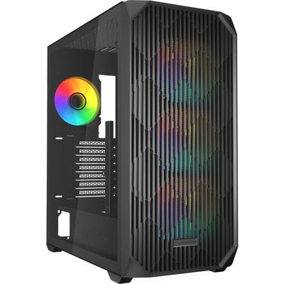 Sharkoon ak3 rgb midi tower behuizing (zwart | 2x usb-a | 1x usb-c | rgb | tempered glass)