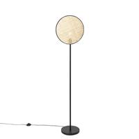 QAZQA Landelijke vloerlamp zwart met rotan 35 cm - Kata - thumbnail