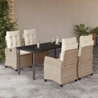 5-delige Tuinset met kussens poly rattan beige - thumbnail