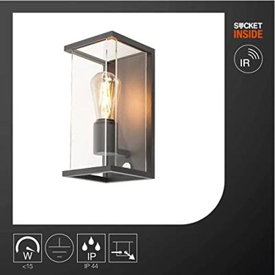 SLV QUADRULO SENSOR 1002402 Wandlamp Energielabel: E (A - G) E27 Antraciet SLV QUADRULO SENSOR 1002402 Wandlamp Energielabel: E (A - G) E27 Antraciet