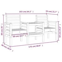 Tuinbank met tafel 2-zits massief grenenhout wit - thumbnail
