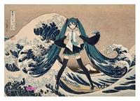 Katsushika Hokusai x Hatsune Miku Acrylic Panel Thirty-six Views of Mount Fuji The Great Wave off Kanagawa 30 cm - thumbnail