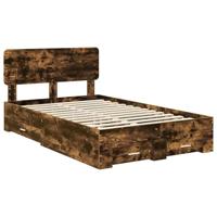 Bedframe met hoofdeinde Gerookt eiken 135 x 190 cm Bewerkt hout - thumbnail