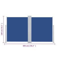 Windscherm uittrekbaar 140x600 cm blauw - thumbnail
