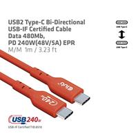 club3D CAC-1511 USB-C-kabel USB 2.0 USB-C stekker 1.00 m Oranje - thumbnail