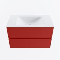 MONDIAZ VICA 80cm badmeubel onderkast Fire 2 lades. Wastafel CLOUD midden 1 kraangat, kleur Talc. - thumbnail