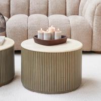 Rivièra Maison Ronde Salontafel 'Villanova' Travertin en mangohout, Ø60cm - thumbnail