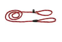 Hondenriem van rond nylon sliplijn 170cm x 8mm rood - thumbnail