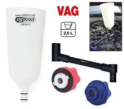KS Tools 150.9155 Olievultrechter-set met draaibare hoekarm voor VAG, 4-delig