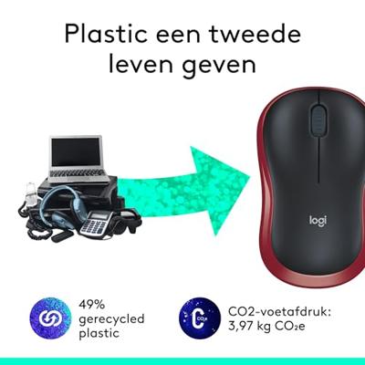 Logitech M185 muis rood - thumbnail