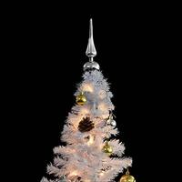 Kunstkerstboom met verlichting en kerstballen 180 cm wit - thumbnail