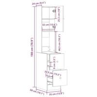 Keukenkast 35x50x180 cm bewerkt hout wit - thumbnail