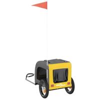 Hondenfietstrailer oxford stof en ijzer geel en grijs - thumbnail