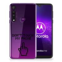 Motorola One Macro Silicone-hoesje Finger Don't Touch My Phone - thumbnail