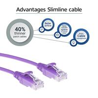 ACT Paarse 7 meter LSZH U/UTP CAT6 datacenter slimline patchkabel snagless met RJ45 connectoren - thumbnail