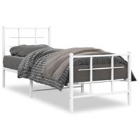 Bedframe met hoofd- en voeteneinde metaal wit 80x200 cm - thumbnail
