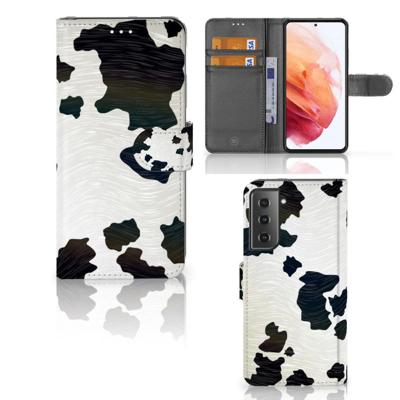 Samsung Galaxy S21 | Telefoonhoesje | Met pasjeshouder | Koeienvlekken