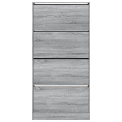 Schoenenkast met 4 klaplades 80x21x163,5 cm grijs sonoma