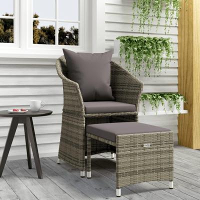 2-delige Loungeset met kussens poly rattan grijs 2-delige Loungeset met kussens poly rattan grijs