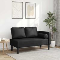 Chaise longue met kussens kunstleer zwart - thumbnail