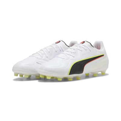 PUMA King 20 Pro Gras / Kunstgras Voetbalschoenen (MG) Wit Felrood Neongeel