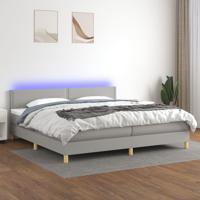 Boxspring met matras en LED stof lichtgrijs 200x200 cm - thumbnail