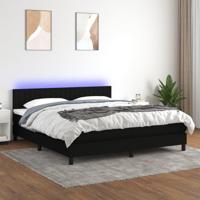 Boxspring met matras en LED stof zwart 180x200 cm - thumbnail