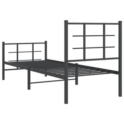 Bedframe met hoofd- en voeteneinde metaal zwart 75x190 cm