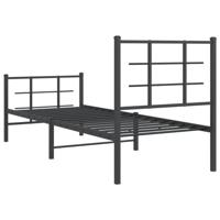 Bedframe met hoofd- en voeteneinde metaal zwart 75x190 cm - thumbnail