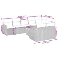9-delige Loungeset met kussens poly rattan zwart - thumbnail