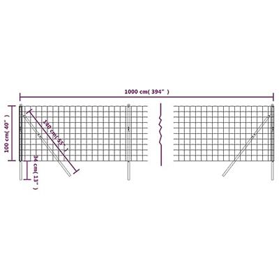 VidaXL Draadgaashek 1x10 m gegalvaniseerd staal groen VidaXL Draadgaashek 1x10 m gegalvaniseerd staal groen