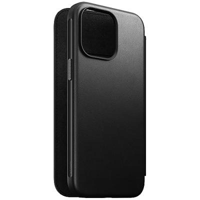 Nomad Modern Horween lederen folio iPhone 15 Pro - Black