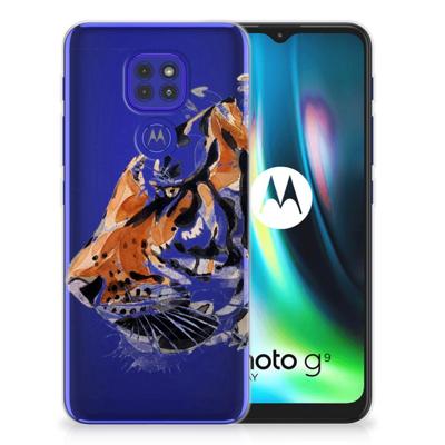 Hoesje maken Motorola Moto G9 Play | E7 Plus Watercolor Tiger Hoesje maken Motorola Moto G9 Play | E7 Plus Watercolor Tiger