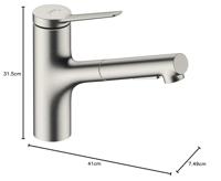 Hansgrohe Zesis M33 ééngreeps keukenmengkraan 150 uittrekbare vuistdouche 2jet sBox lite, rvs look - thumbnail