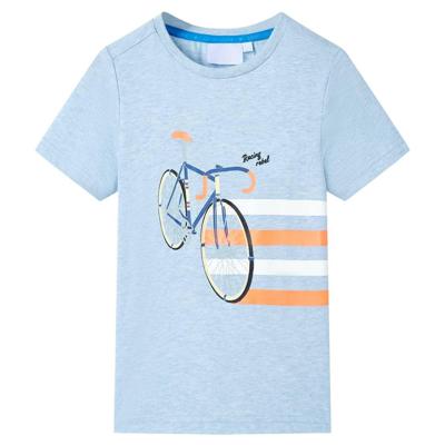 Kindershirt 92 gemleerd zachtblauw Kindershirt 92 gemleerd zachtblauw