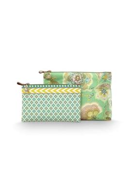 Pip Studio Pip Studio Caryn Cosmetic Bags Combi Matata Green 26x7.5x18cm/22x1x13cm