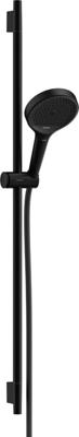 Hansgrohe Rainfinity doucheset 130 3jet EcoSmart met glijstang S Puro 90 cm, push-schuifstuk en Designflex textiel doucheslang 160 cm, mat zwart
