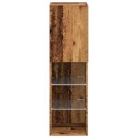 Tv-meubels met LED-verlichting 2 st 30,5x30x102 cm oud hout - thumbnail