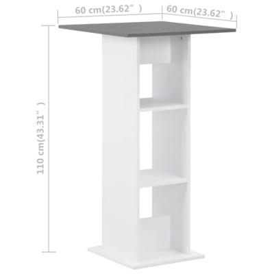 Bartafel 60x60x110 cm wit en antracietgrijs