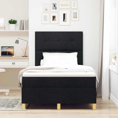 Boxspring bed met matras met hoofdeinde Zwart 120 x 190 cm Stof
